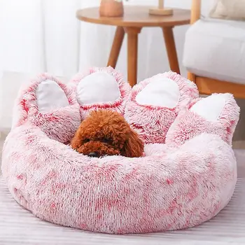 נוח המיטה כלב רך שיער ארוך עיצוב נגד החלקה כף צורה רכות הספה עם נשלף פנימי משטח מחמד במיטה יוקרה כלב בית ספה