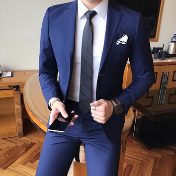 2023 חדש (קט+ מכנסיים גברים של האופנה הבריטי ג ' נטלמן צפון דגם קלאסי בסגנון איטלקי עסקי מזדמן לחתונה 2-piece סט