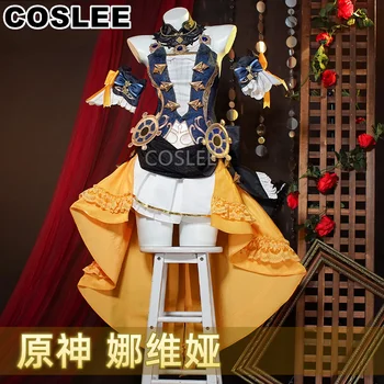 COSLEE [XS-XXL] Genshin השפעה Navia Cosplay תלבושות משחק חליפה אלגנטית שמלה אחידה מסיבת ליל כל הקדושים התלבושת לנשים חדש