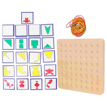ילדים צעצועי עץ Pegboard יצירתי Geoboard עזרי הוראה חינוך מתמטי כלי לימוד גיאומטריה הפעוט
