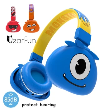 85dB מפלצות אוזניות אלחוטיות עם Micrphone ילד ילדים בנות חמודות סטריאו מוסיקה אוזניות Bluetooth להגן על ילדים דגם מתנה