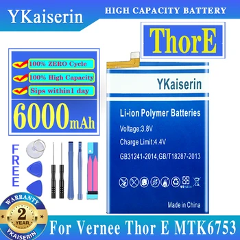 YKaiserin חדש 6000mAh סוללה עבור Vernee תור E MTK6753 טלפון נייד במלאי באיכות גבוהה +מספר מעקב