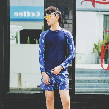 חדש קוריאה עם שרוולים ארוכים פיצול חוף מכנסיים של גברים בגדי ריצה השמש הוכחה פנאי, בגדי ים