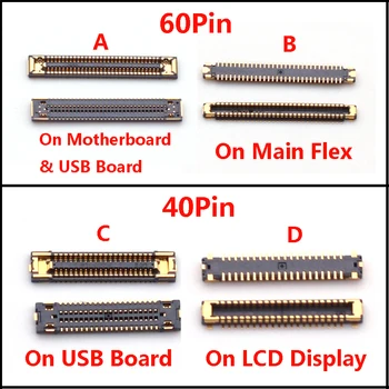2Pcs 40 60 Pin LCD מסך תצוגה FPC מחבר להגמיש עבור Samsung M52 M526 טעינת USB תקע המטען על לוח האם