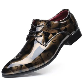 המשרד לגברים נעלי שמלה דפוס פרחוני לגברים רשמי נעלי עור אופנה יוקרתי החתן החתונה גברים נעלי אוקספורד נעלי שמלה 37-48
