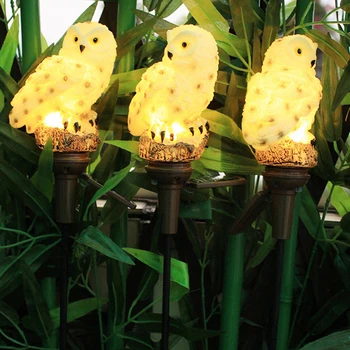 2pcs סולארית LED דקורטיבי חיצוני הדשא יתד ינשוף לעצב את האורות בבית גינת חצר קישוט לבן חם