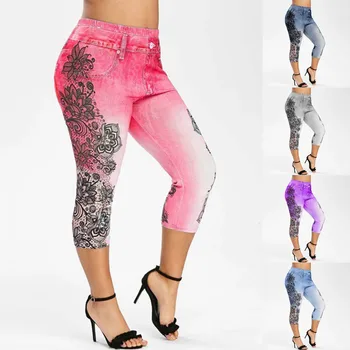 מכנסיים מזדמנים חותלות סטרץ סלים יוגה פרחוני ריצת הדפסה כושר אריג מכנסיים לנשים עסקים של נשים בגדים