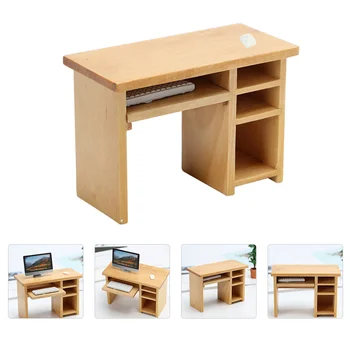 בית הבובות שולחן מחשב סימולציה רהיטים מעץ מיני קישוט קישוט דקורטיבי DIY מודל