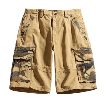 בקיץ כותנה חדש המכנסיים גברים הסוואה הסוואה מזדמן רב-כיס קצרים רחבים אופנת רחוב היפ הופ צבאיים טקטיים קצרים.