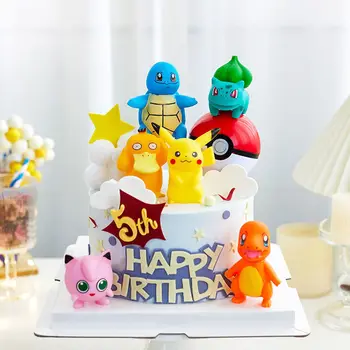 6pcs פוקימון פיקאצ ' ו אנימה להבין קישוט עוגת בובה אביזרי קוספליי Kawaii הילדים מסיבת יום הולדת קישוט אפייה דגם צעצועים