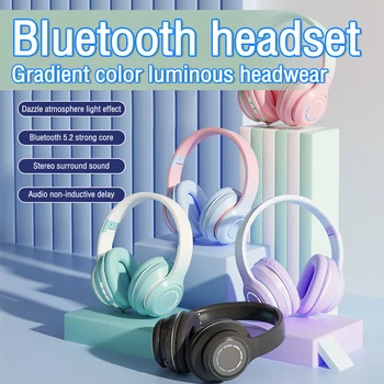2023 אוזניות אלחוטיות צבע לאוזניות Bluetooth LED מוסיקה קלה אוזניות עם מיקרופון עבור iphone לילדים מתנות חג המולד