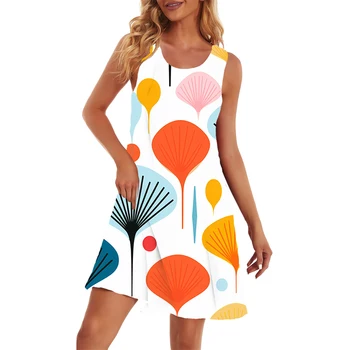 2023 קיץ גבירותיי חופשי הלבוש צבעוני טמפרמנט שמלת נוח תכליתי השמלה במשרד צדדי השמלה