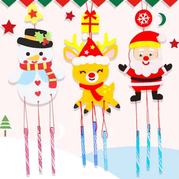 6Pcs חג המולד פעמוני רוח DIY עבודת יד, צעצועים קריקטורה ארוגים Windbell תליות אמנות אמנות קישוט בית חג המולד מתנות לילדים