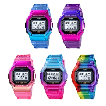 SKMEI חיצוני ספורט, שעון עמיד למים 50M שעוני יד דיגיטלי עם שעון עצר לספירה לאחור עם תאורת LED אחורית מתנות עבור נערות/נשים