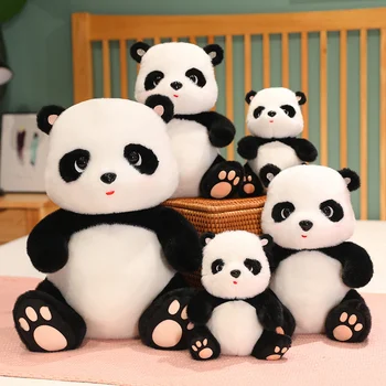 Kawaii פלאפי פנדה ענק בובת צעצוע קטיפה יושב בגן חיות מצוירות Plushie Peluche בנים בנות סין פנדה מתנה