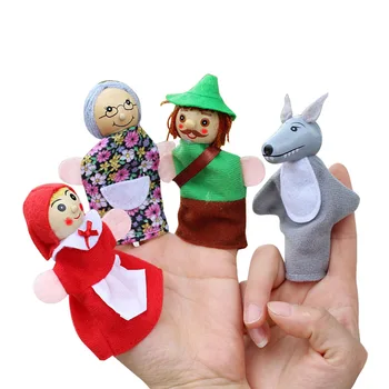 4pcs/Lot ילדים בובות בובת צעצועי קטיפה כיפה אדומה מעץ בדרך האגדה מספרת בובות