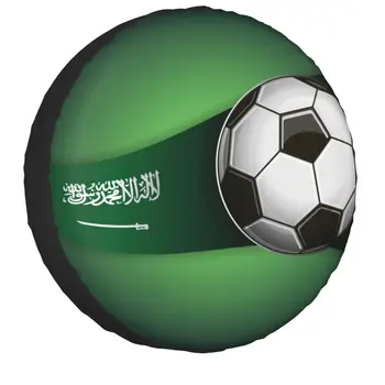 מותאם אישית סעודיה דגל עם כדורגל כדורגל צמיג רזרבי כיסוי עבור טויוטה 4WD 4x4 RV גלגל רכב מגיני 14