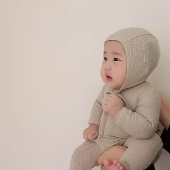 8713 היילוד קבוצה בגדי סתיו חדש 2021 שרוול ארוך בור רצועת טיפוס חליפה + מכנסיים לתינוקות בנים בנות one-piece סט בגדים