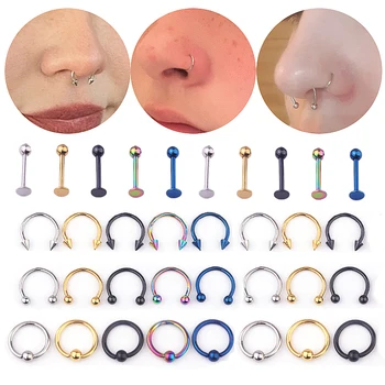 5Pcs לערבב בר הכדור הטבעת עולה כירורגית פלדת אל-חלד האוזן הגבות השפתיים, האף, הלשון, פירסינג סט תכשיטים לגברים נשים