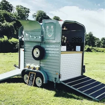 אישור CE וינטג ' קפה משאית מזון סוס קרוואנים ניידים בר קרוואן מאובזר מנגל גלידה לשתות מיץ קיוסק חטיפים