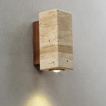 הוואבי סאבי צהוב קיר השיש מנורת Led המיטה יפן השינה קיר הסלון אור טרוורטין מדרגות מסדרון עיצוב מנורות קיר