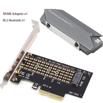 M. 2 NVME כדי PCIe 4.0 3.0 SSD מתאם, 64Gbps PCIe 4.0 כרטיס הרחבה PCI-E GEN4 GEN3 מהירות מלאה עם צלעות קירור אלומיניום