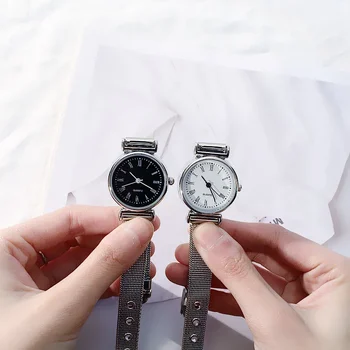 אופנה קוורץ שעונים לנשים יוקרה נקבה שעונים שעון שעון יד לבן, שחור, נירוסטה להקת קלאסיקה שעונים מתנות