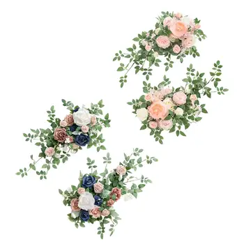 2x מלאכותי החתונה קשת פרחים לחתונה קשת פרחים ערכות שלל גרלנד רוז פרח לחתום על שולחן הסדר חלון צד