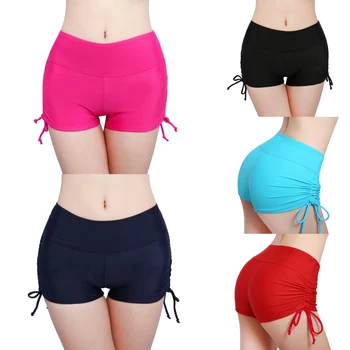 נשים שחייה בקיץ מכנסיים קצרים גבוהה המותניים הצדדים שרוך מתיחה ספורט Boyshorts בגד ים Tankini ישבנים