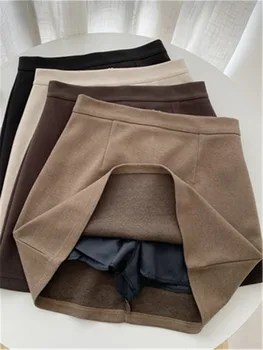 2023 אופנה חדשה חצאיות נשים טהור קו סקסי קוריאנית יומי מינימליסטי ליפול בסיסי אביזרי רחוב בסגנון החדש מעל הברך בגדים