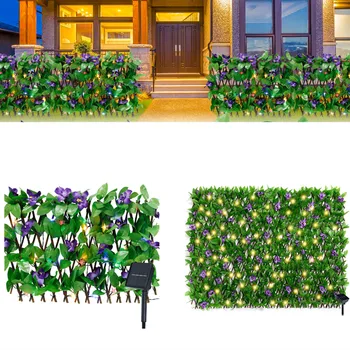 180cm נשלף גדר עם השמש מחרוזת אור גן עיצוב מלאכותי לשתול פרחים גידור הגנת הפרטיות הגדר אור השמש