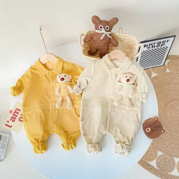 LILIGIRL התינוק Rompers קורדרוי בנים סרבלים מוצק התינוק בגדים דוב בובה החליפה פעוטה תלבושות