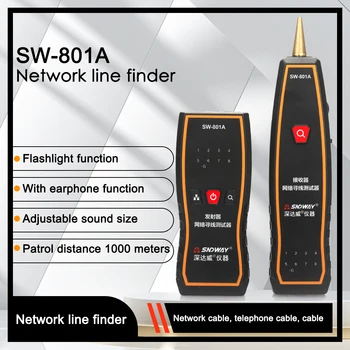 SNDWAY SW-801A כבל הגשש בודק מקצועי קו LAN גלאי חוט טלפון Tracker מיקום נקודת עצירה לאבחן Tracker R