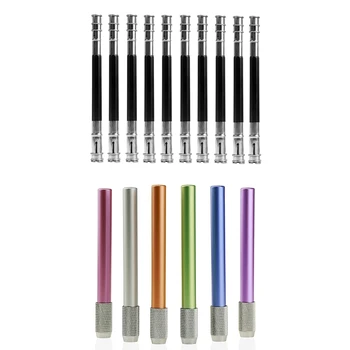 10PCS עיפרון Extender מחזיק מתכוונן עיפרון Lengthener כלי עם 6PCS מתכת צבע מוט יחיד-סוף העיפרון Extender