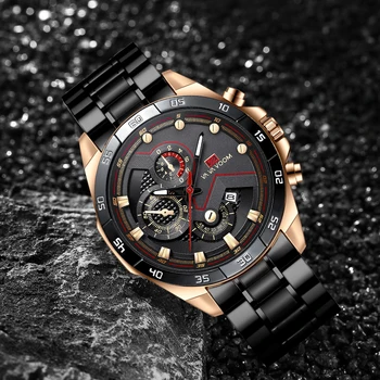 VAVA בום קלאסי עסקים מאן שעוני קוורץ שעון יוקרה של גברים שעון יד זהב שחור נירוסטה עמיד למים שעון יד