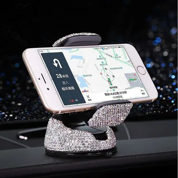 קריסטל יהלומים מזויפים אוניברסלי לרכב בעל טלפון עבור iPhone הטלפון החכם תמיכה מחזיק רכב לעמוד אוורור קליפ אביזרי רכב