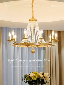 האמריקאי רטרו בסלון נברשת קריסטל אופנה קישוט חדר האוכל חדר השינה יוקרה הרוח נרות ומנורות יצירתיות