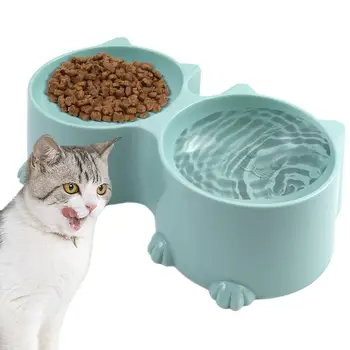 כפול כלב חתול קערות חתול עיצוב מוטה גבוהות מחמד מים ומזון קערה מגן מאכיל החתול קערת גבוהות גור קערות