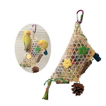 הכלוב של התוכי מגרסות צעצוע לעיסה, צעצוע ליקוט נייר צבעוני צעצוע עם וו מתכתי עבור ציפורים קטנות Cockatiels מיני מקאו