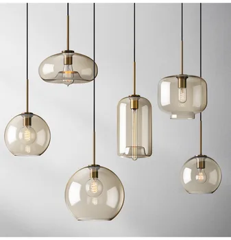נורדי תעשייתי LED זכוכית פשטות תליון אור תלוי לופט עיצוב הבית גופי תאורה למטבח המסעדה מנורת תקרה