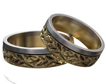4-7g מחברים מרקם דפוס זהב בני הזוג לחתונה טבעות זהב 925 טבעת כסף סטרלינג מוצק