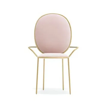 המעצב המודרני כסאות אוכל זהב רגלי מתכת איפור קידום קידום כיסא הטרקלין חמוד ורוד הזרוע נוח Sillas רהיטים