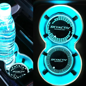זוהר המכונית מים כוס תחתיות משקה קל בעל החלקה משטח LED מחצלת על מאזדה Skyactiv אוטומטי אווירה RGB מנורה אביזרים
