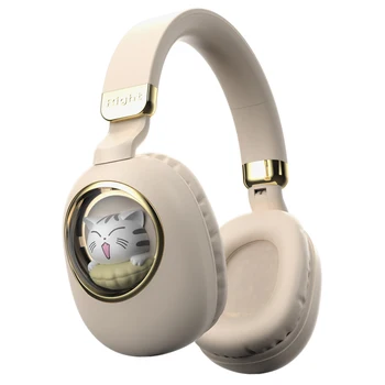 קריקטורה חמודה אלחוטית BT5.3 אוזניות על האוזן Gaming Headset חיות חמודות עיצוב AUX ב-Wired אוזניות עם כריות אוזניים רכות.
