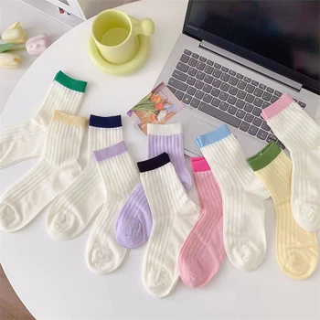 2023 חדש צבעוניים גרביים לנשים נטו מפורסמים ההגירה מגמה ארוך Sockings קוריאה סגנון מזדמנים תכליתי לנשימה שנות ה-גרביים.