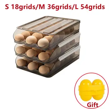 גלגול אוטומטי ביצה קופסת Multi-layer מתלה מחזיק המקרר טרי-שמירה על תיבת ביצה סל אחסון מכולות מטבח המארגנים