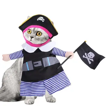 חתול פיראט תלבושות מצחיק הכלב תחפושות תחפושות חתול בגדים להתלבש כלב פיראט חליפה עבור ליל כל הקדושים קוספליי