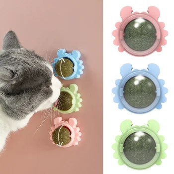נפית החתולים קיר הכדור נפית החתולים הכדור הצעצוע המסתובב חתול מלקק להתייחס צעצוע בריא חתול סוכריות ללקק חטיף דבק אכיל חתול צעצוע