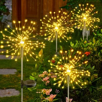 LED סולארית זיקוקים אורות חיצוני עמיד למים שן הארי מנורת כוכב חוטי נחושת מחרוזת אור בגינה דשא נוף קישוט