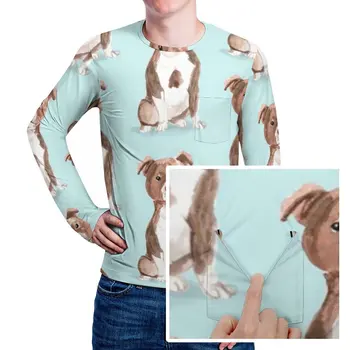 ולאורך בול טרייר חולצה לחיות מחמד כלב זכר רטרו חולצות סתיו גרפי Tees שרוולים ארוכים מדהים מנופחים מתנה